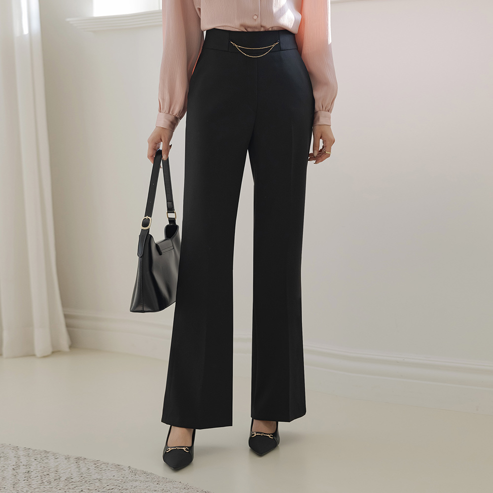 Chain Point Fleece Boot-Cut Slacks