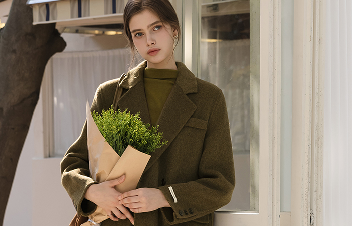 Wool100% Herringbone Hand-Made Long Coat