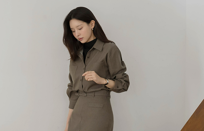 Wool Two-Pocket loose fit Shirt