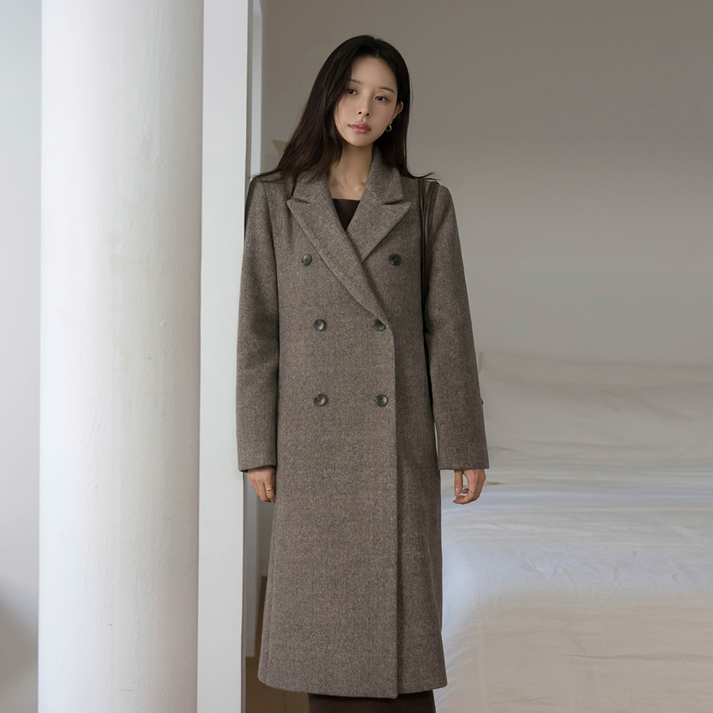 Tailored Collar Wool Quilting Long Coat