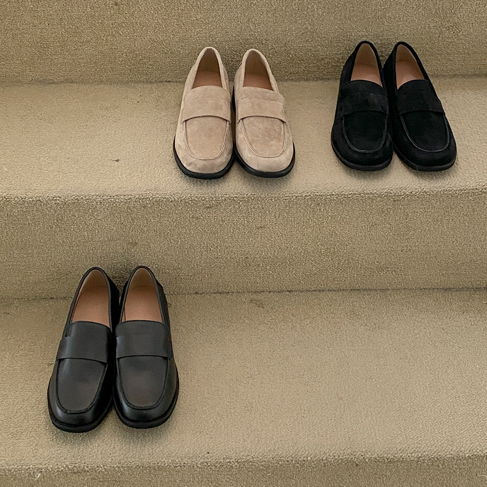 Basic Cowhide&Suede Loafers