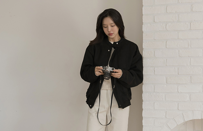 Suede Mink Fur Lining Blouson Jumper