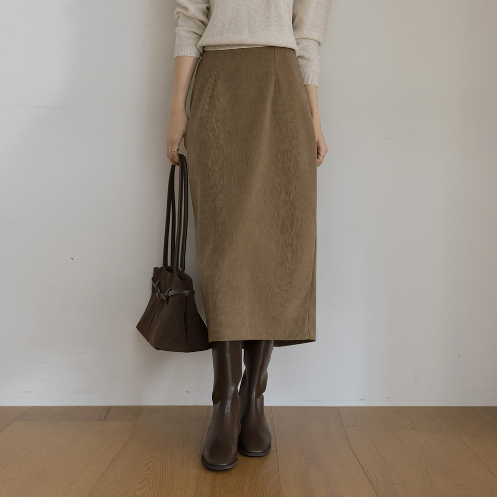 Tight Velvet Wrinkle H-line The Back Banding Skirt