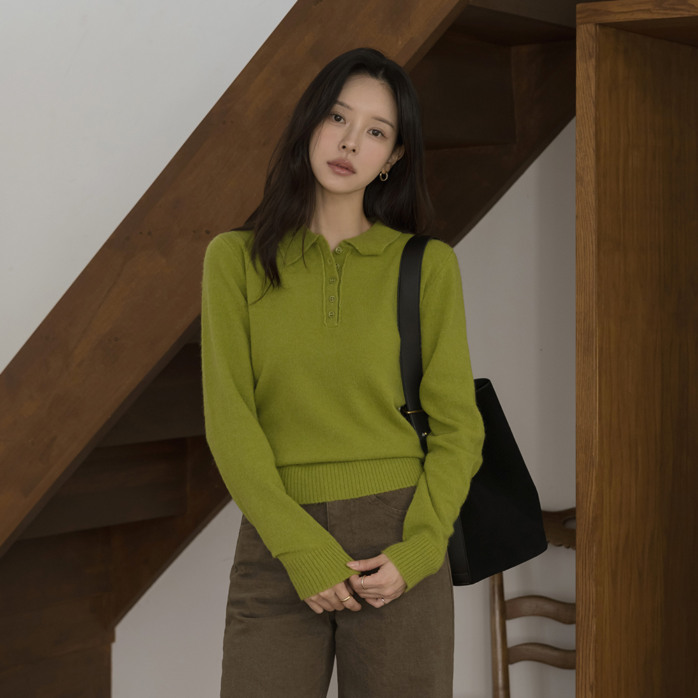 Color Point Polo 반버튼 Knit