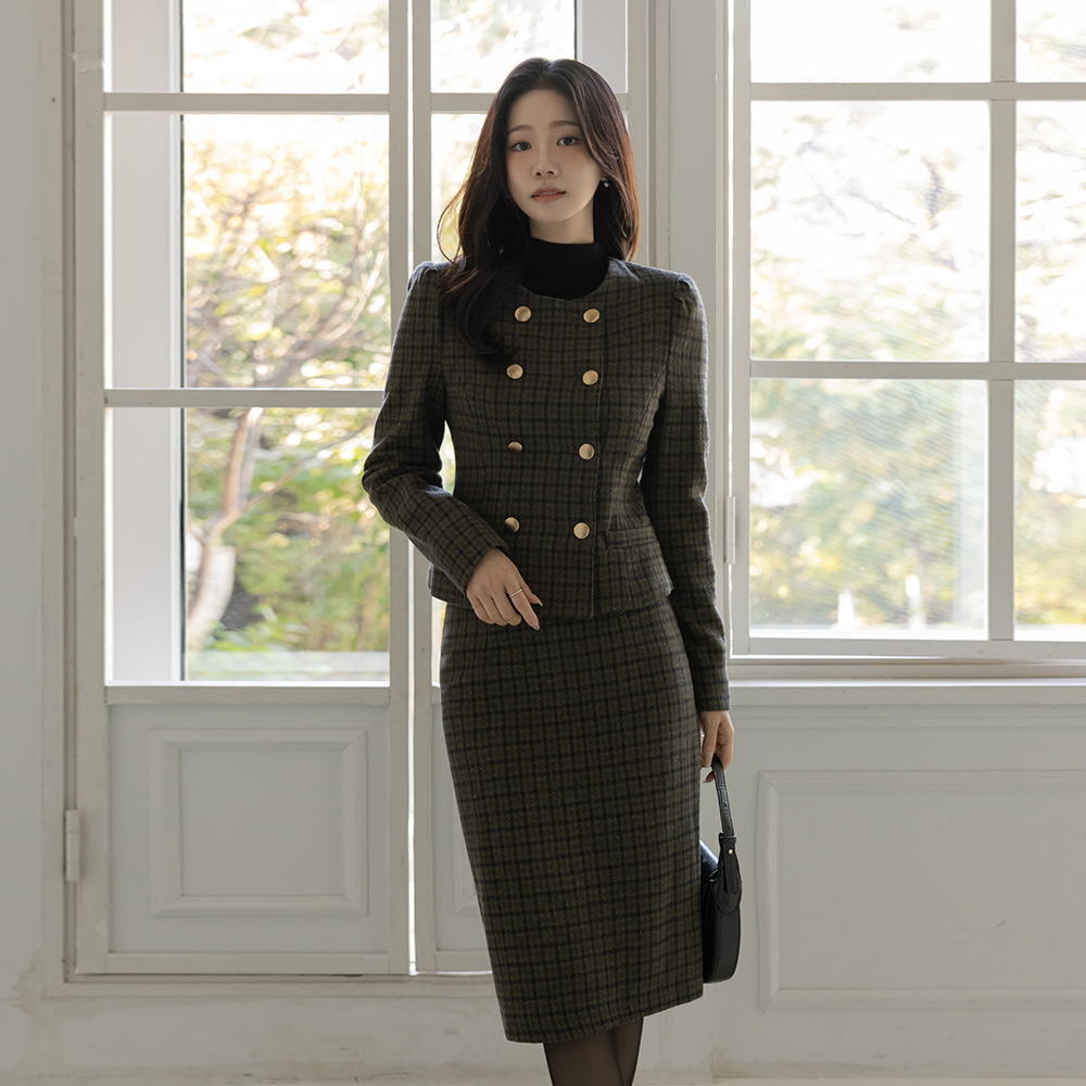 Classic Check Wool Double Button Set-up Jacket