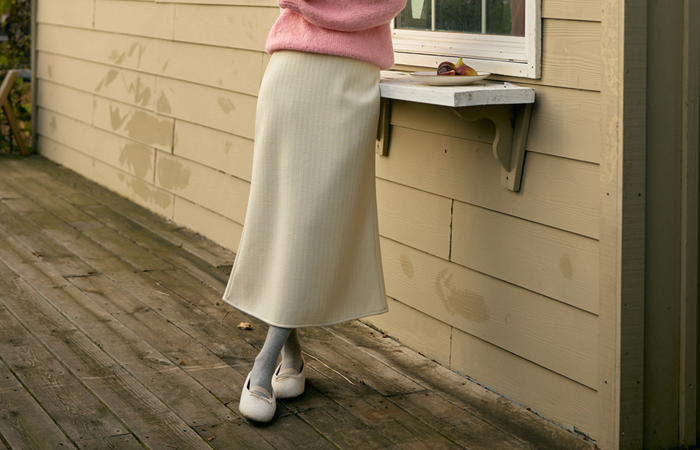 Knit Fabric Mermaid Back Banding Long Skirt