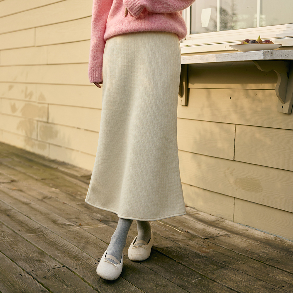 Knit Fabric Mermaid Back Banding Long Skirt