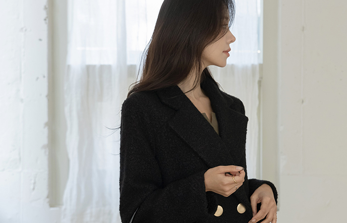 Soft Bouclé Double-button Long Coat Ⅱ
