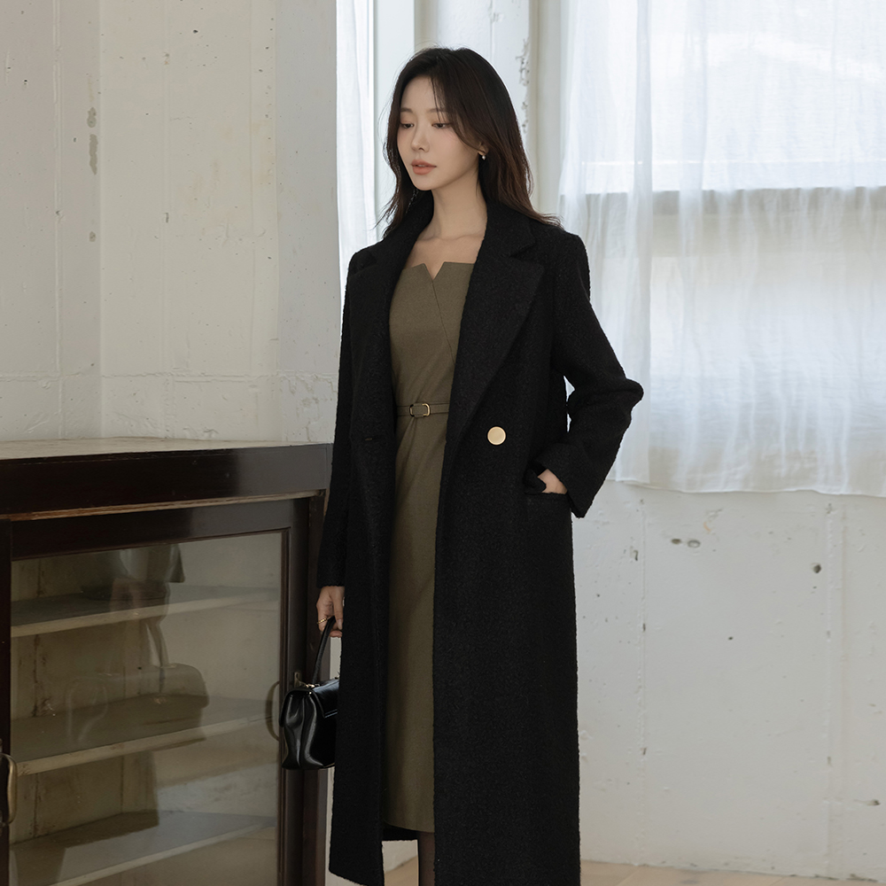 Soft Bouclé Double-button Long Coat Ⅱ
