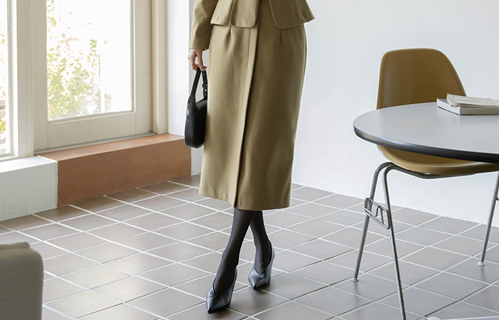 ODE Fleece H-line Set-up Long Skirt(+Belt)