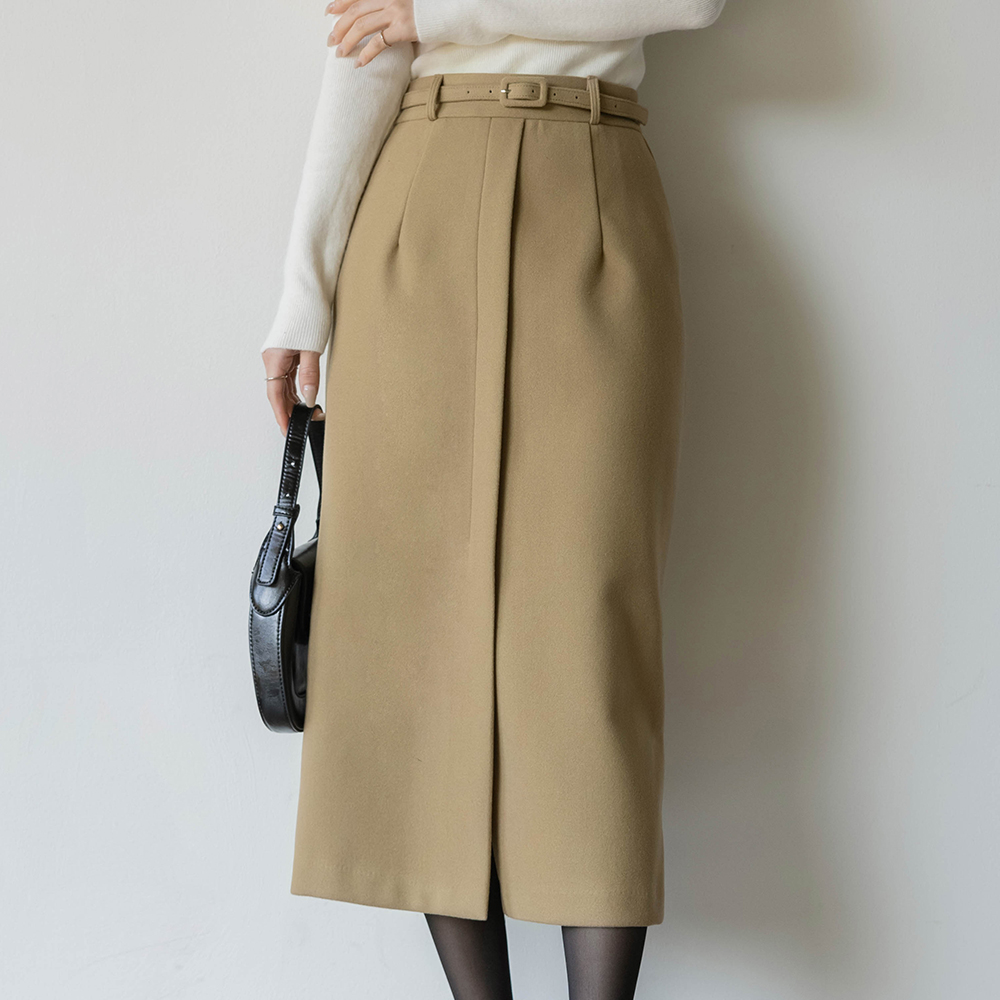 ODE Fleece H-line Set-up Long Skirt(+Belt)