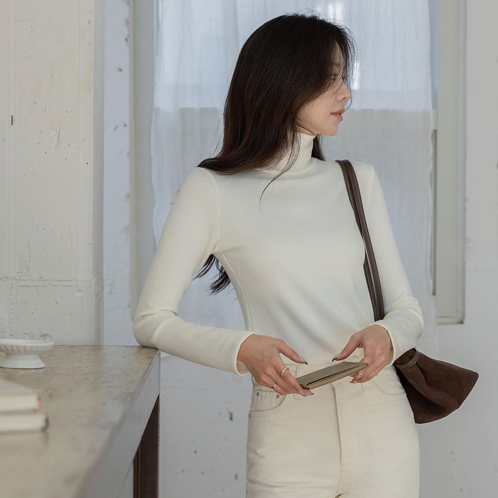 Good elasticity Thick Fleece Turtleneck T-shirt