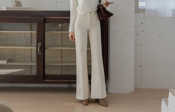 Cotton Corduroy Woven Boot-Cut Fleece Pants