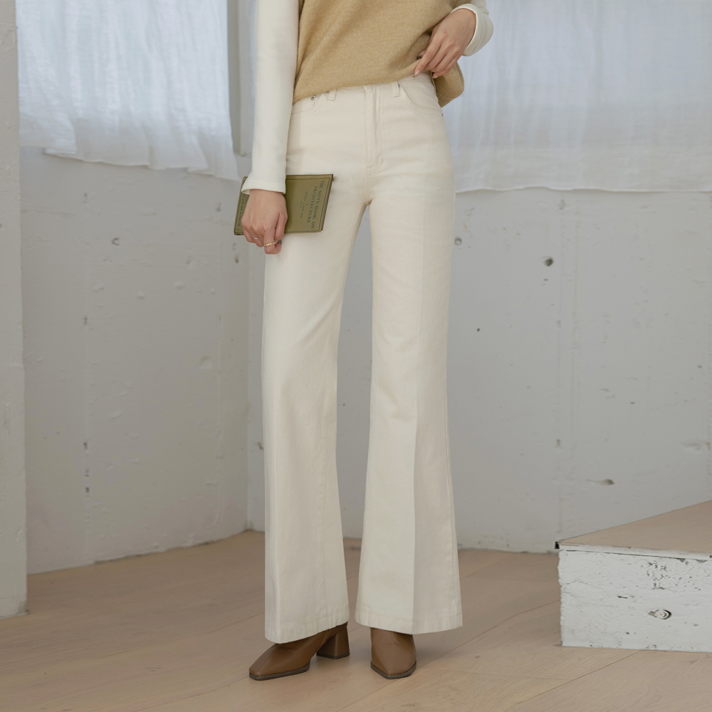 Cotton Corduroy Woven Boot-Cut Fleece Pants