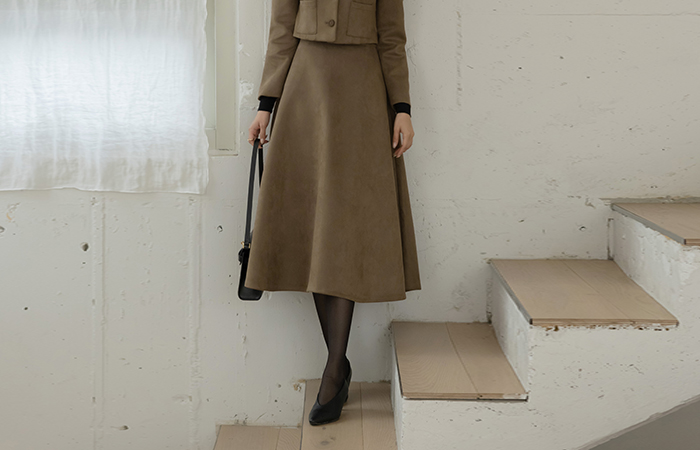 Sein Suede A-line Set-up Skirt