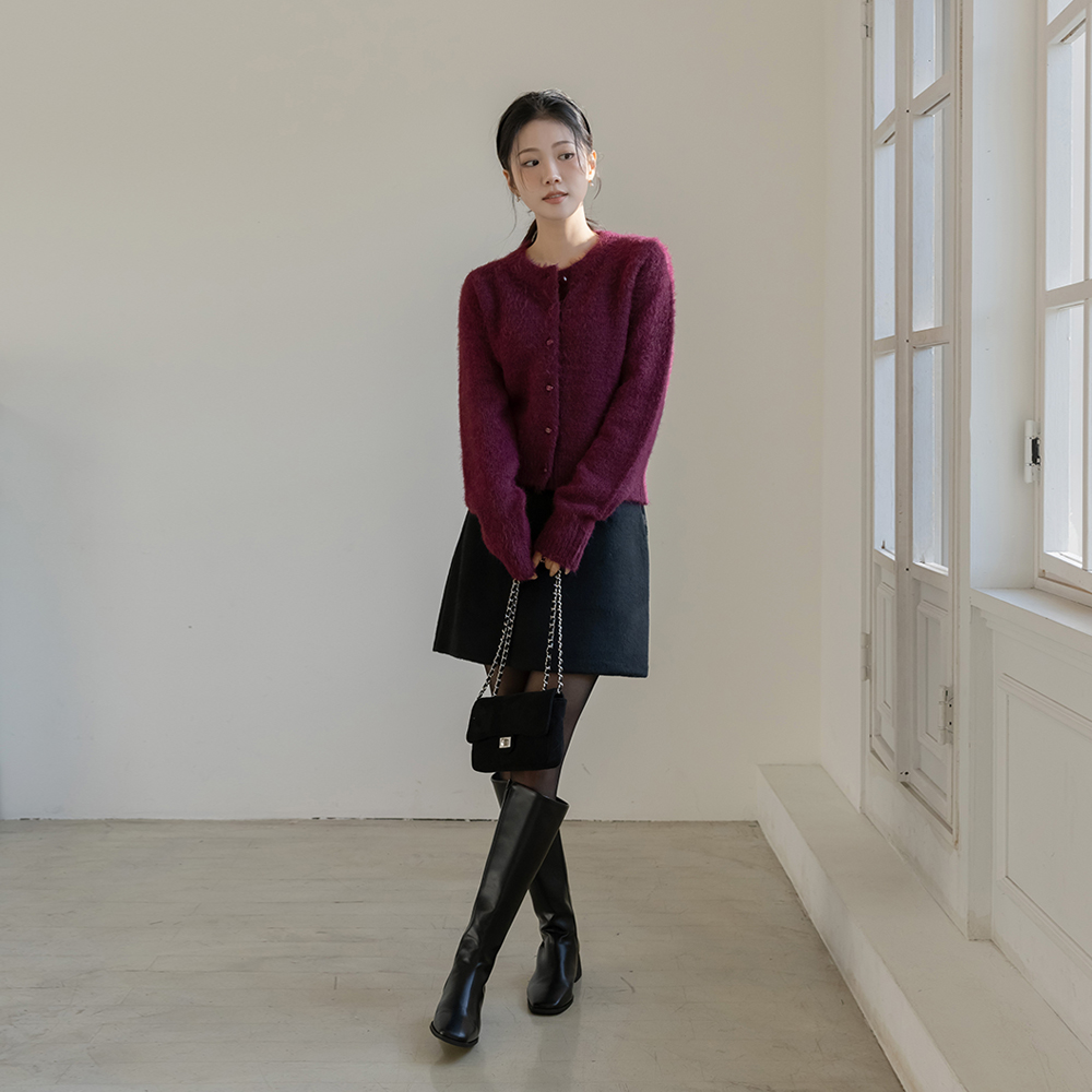 pendant Fleece A-line Mini Skirt