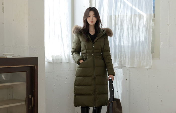 Goose down Winter Belt Long Padding