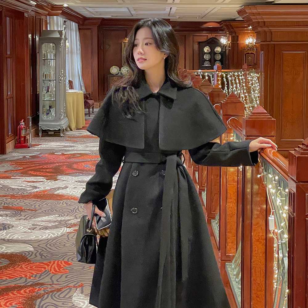 Double-button Long Coat(+Belt,Cape)