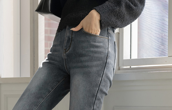Velvet 융 Fleece Boot-Cut Span Denim Pants(2type)