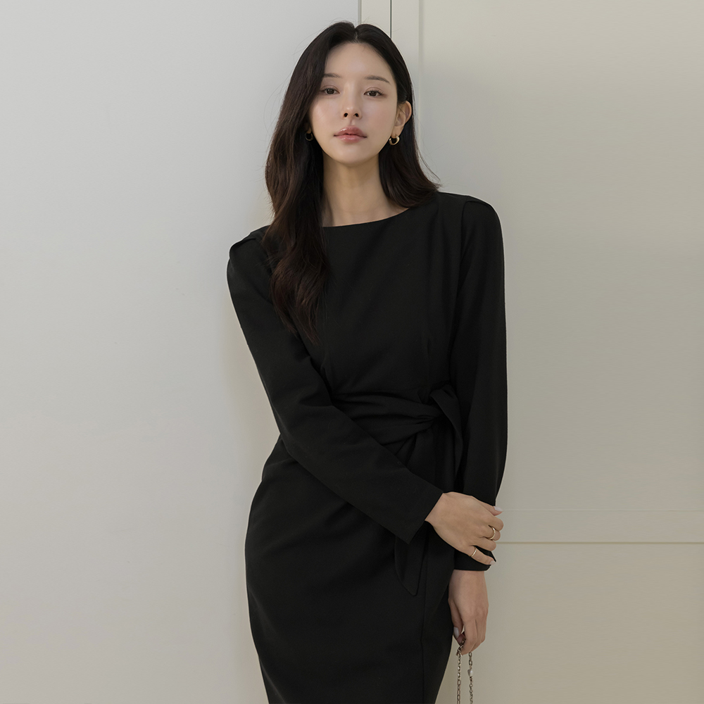 Boat Neck Knot H-line Dress