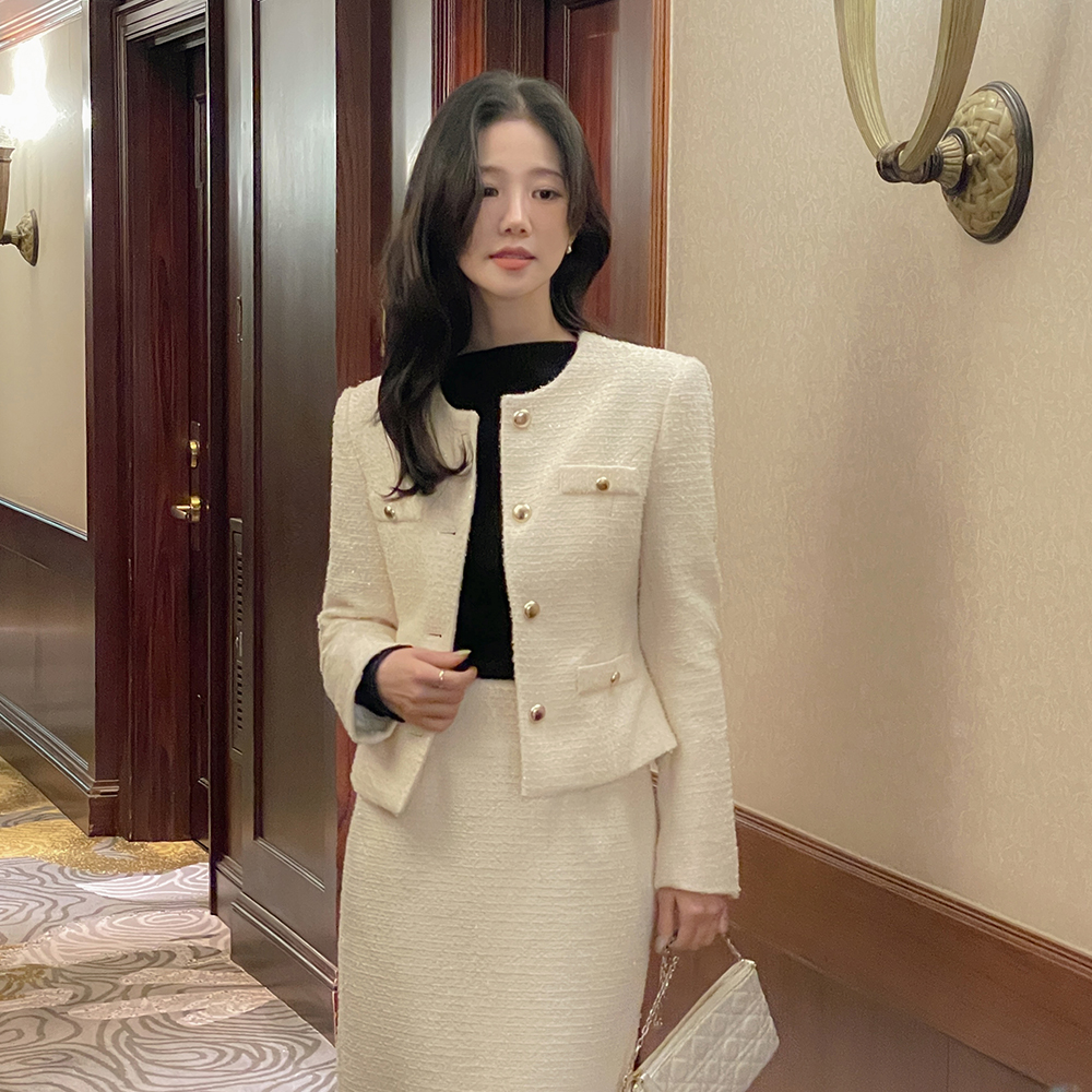 Shine ODE Quilting Tweed Set-up Jacket