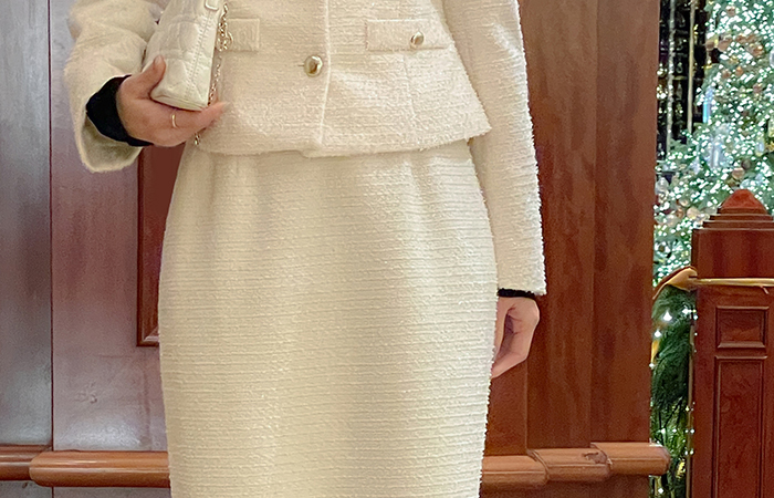 Shine ODE H-line Tweed Set-up Skirt