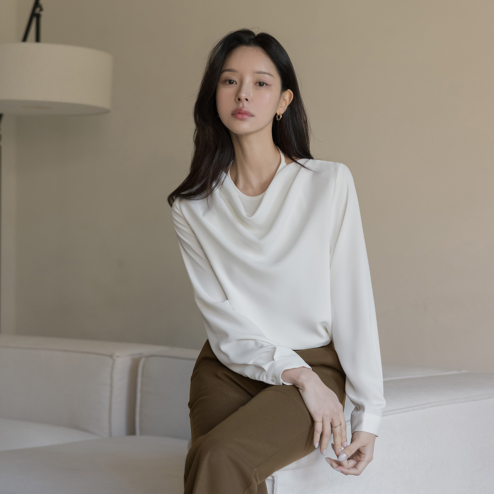 홀터나시 Cowl Neck layered Blouse