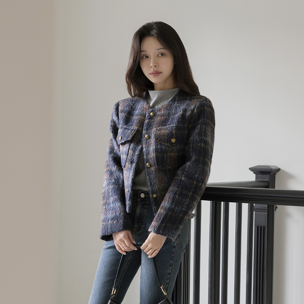 mix Color ODE Wool Quilting Crop Jacket