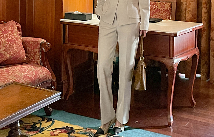 Michel Modern wide fit Fleece Set-up Slacks