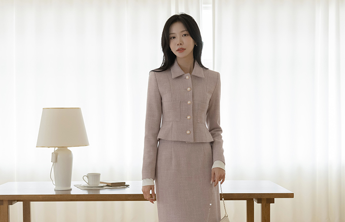 Merry Crop Slim Line Set-up Jacket(+Scarf)