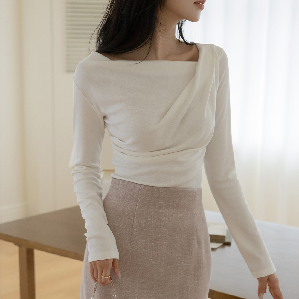 slender Unbalance Draping Napping Span T-shirt