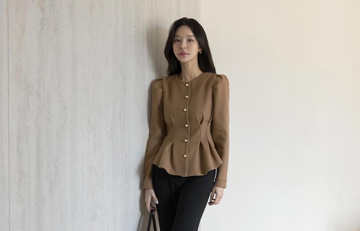 Pearl Peplum Puff Blouse