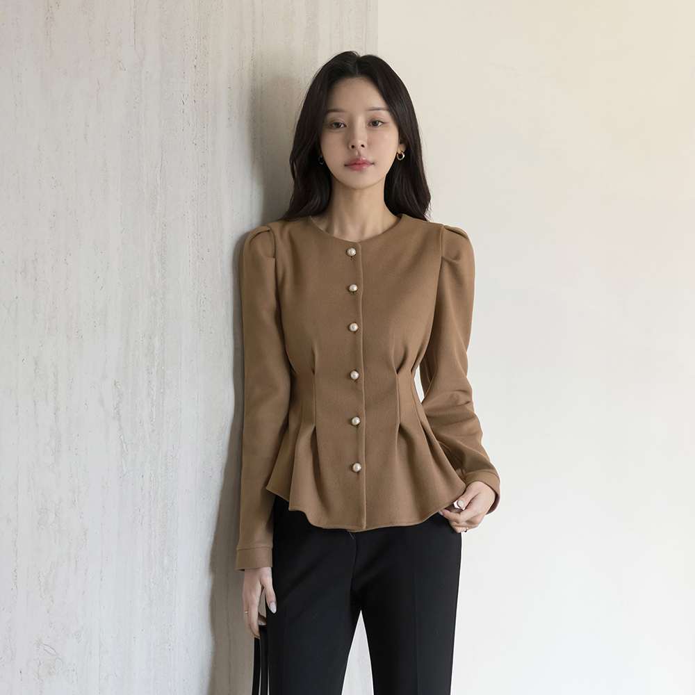 Pearl Peplum Puff Blouse