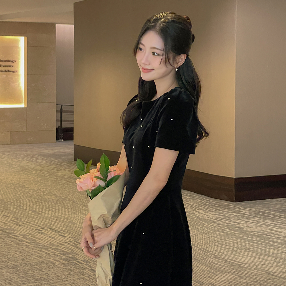 로아 Silver-Ball Velvet A-line Dress (Mini/Longver)