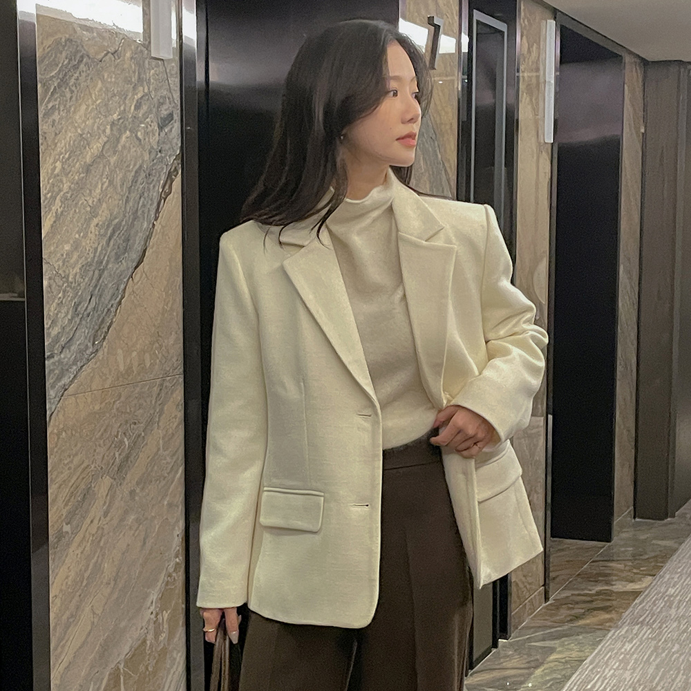 Tailored collar Peach Napping loose fit Jacket