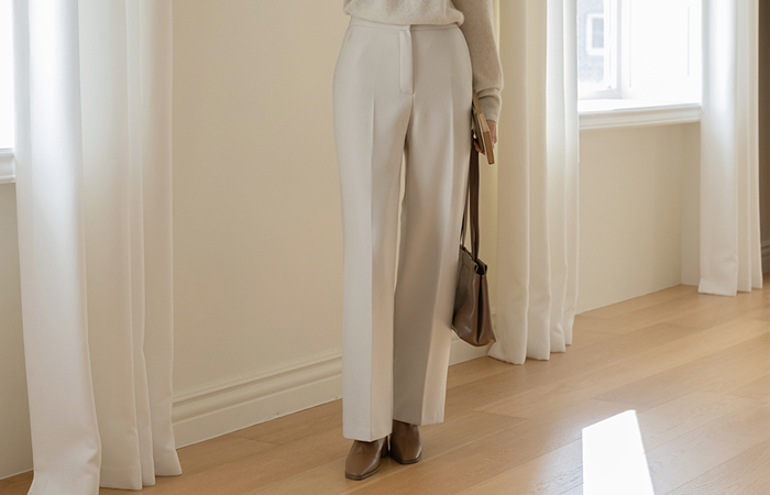 Thick Back Banding Fleece Slim Fit Slacks