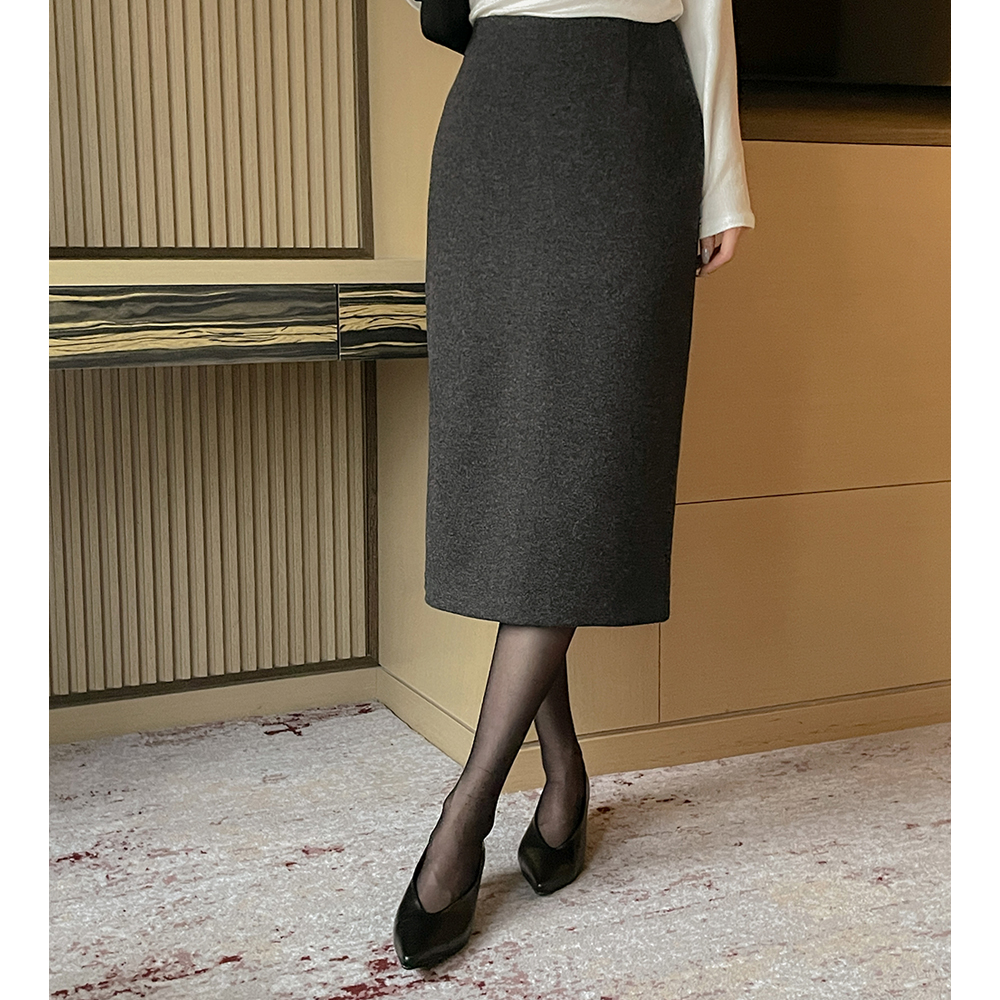 Fleece Back Cutting Zipper H-line Skirt