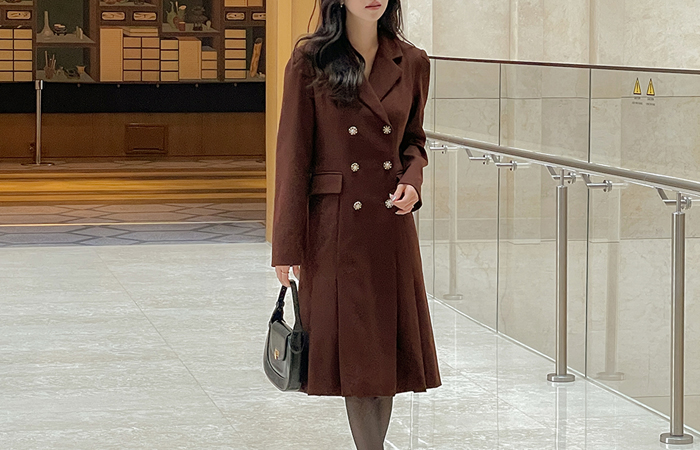 Double-button Pleats Dress