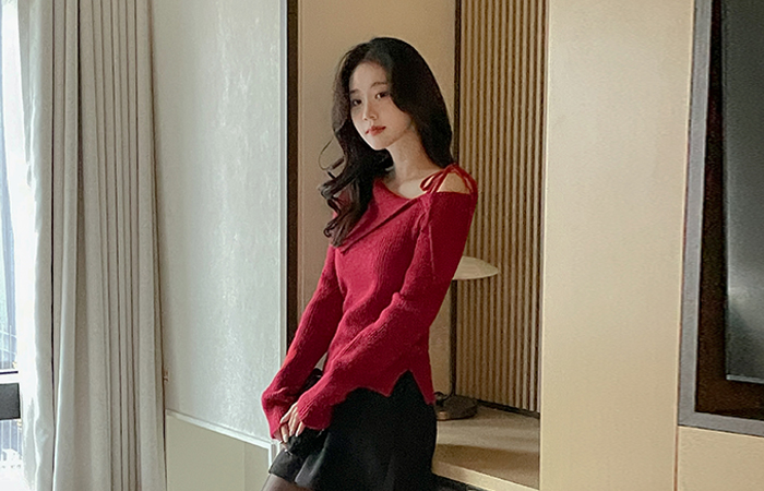 Merry Wool Knot 언발숄더 Corduroy Knit