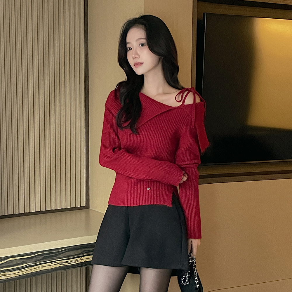 Merry Wool Knot 언발숄더 Corduroy Knit