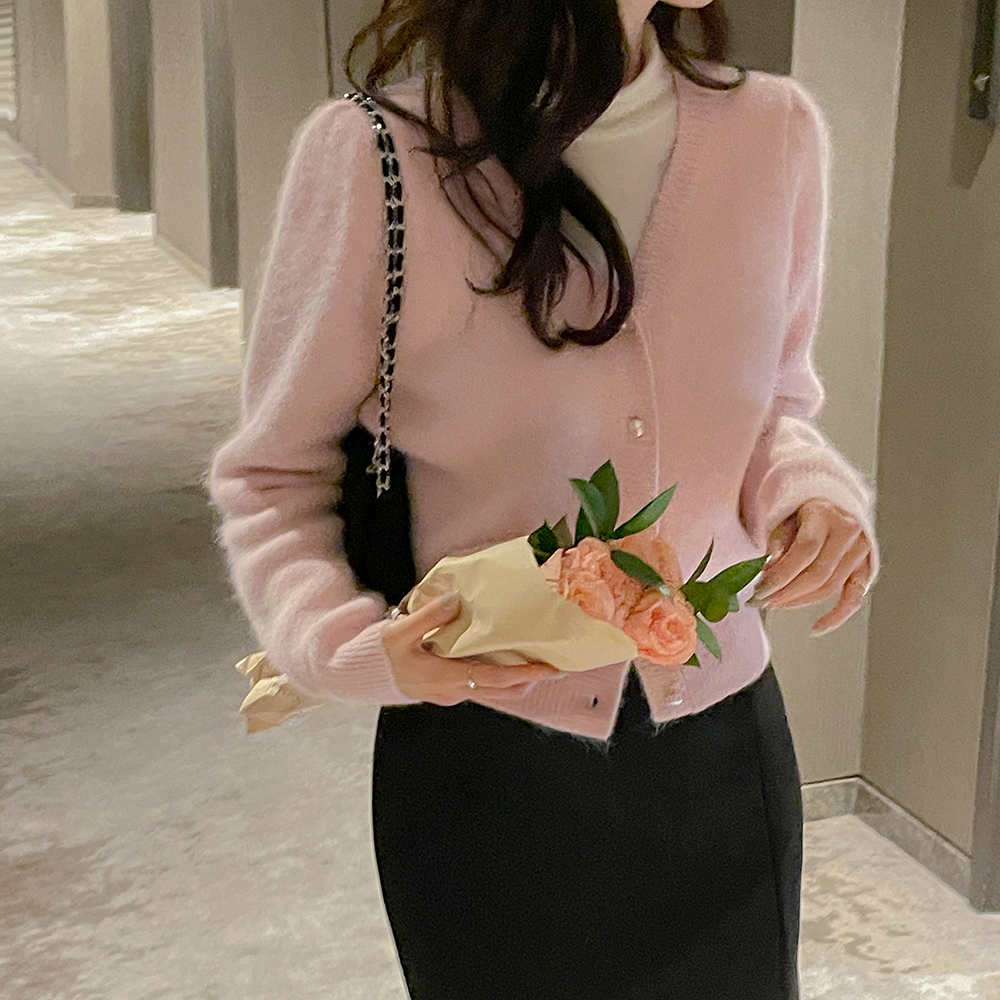 Winter Pearl Angora Knit Cardigan