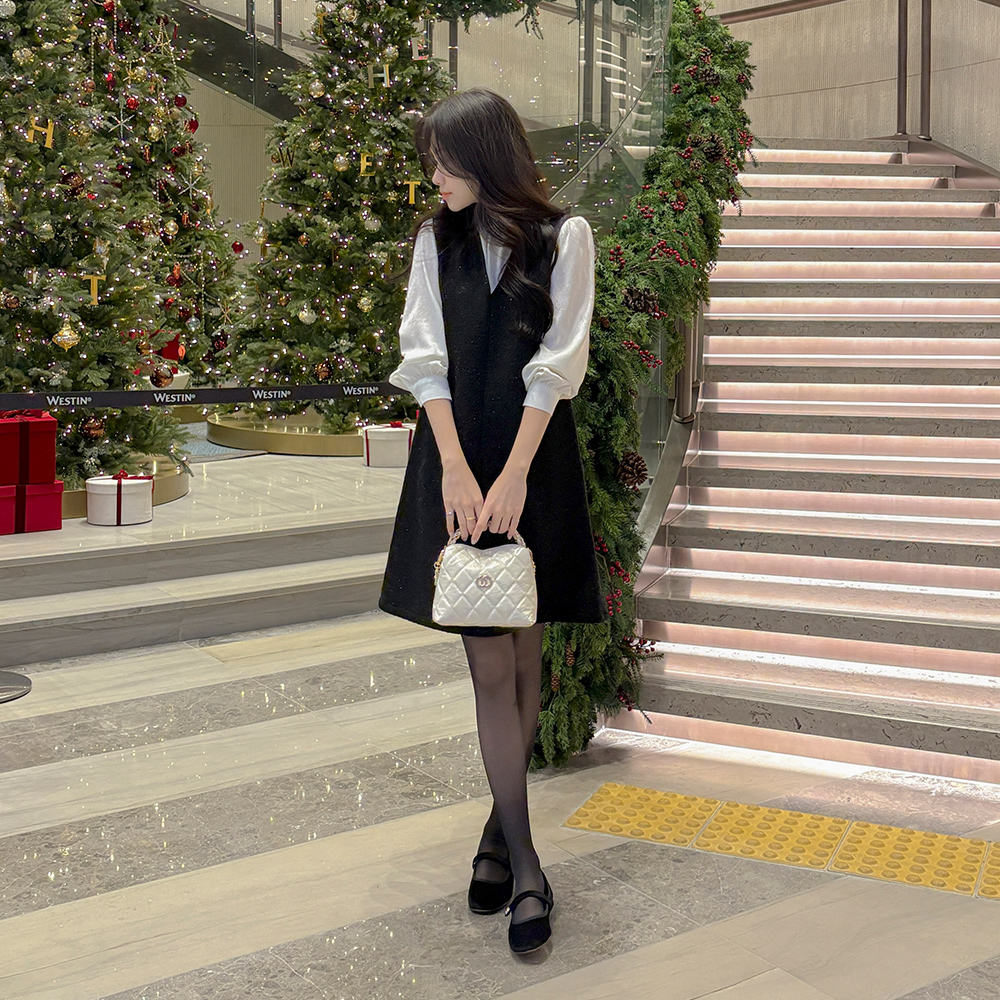 Glitter Wool Bustier Mini Dress