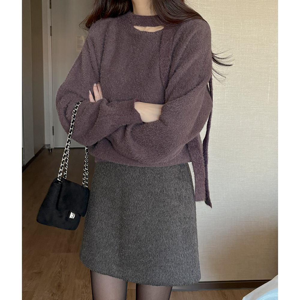 Soft Tie Boat Neck Cozy Knit