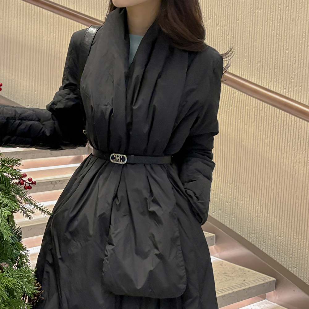 Duck Down100% Wrap String Long-Padded Jumper(+muffler)