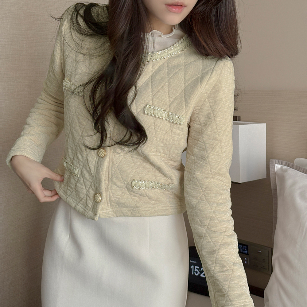 Diamond Color Combination quilting Cardigan