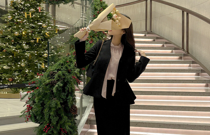 No-collar Wool Peplum Set-up Jacket(+Belt)