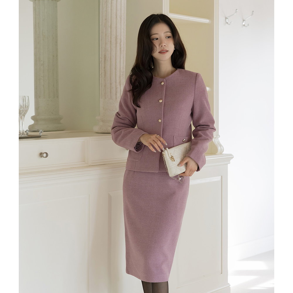 Peony Raund neck Fleece Set-up Jacket