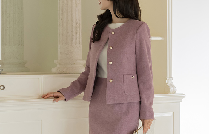 Peony Raund neck Fleece Set-up Jacket