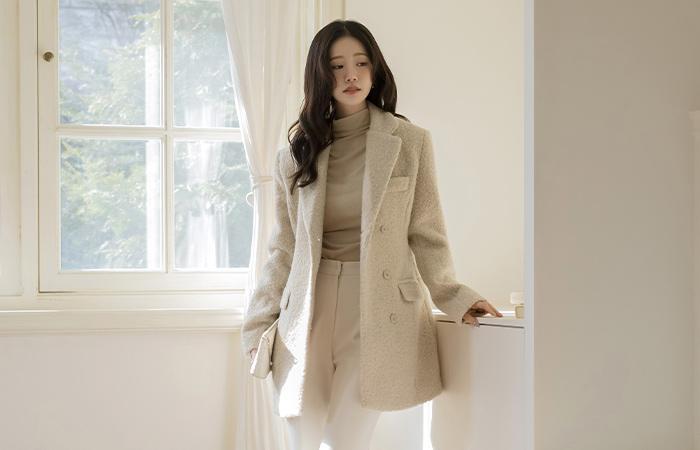 Thick Bouclé Slim Line Quilting Jacket(+Belt)