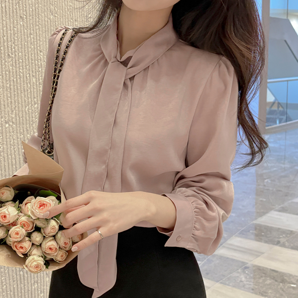 Merry Satin Tie Neck Blouse